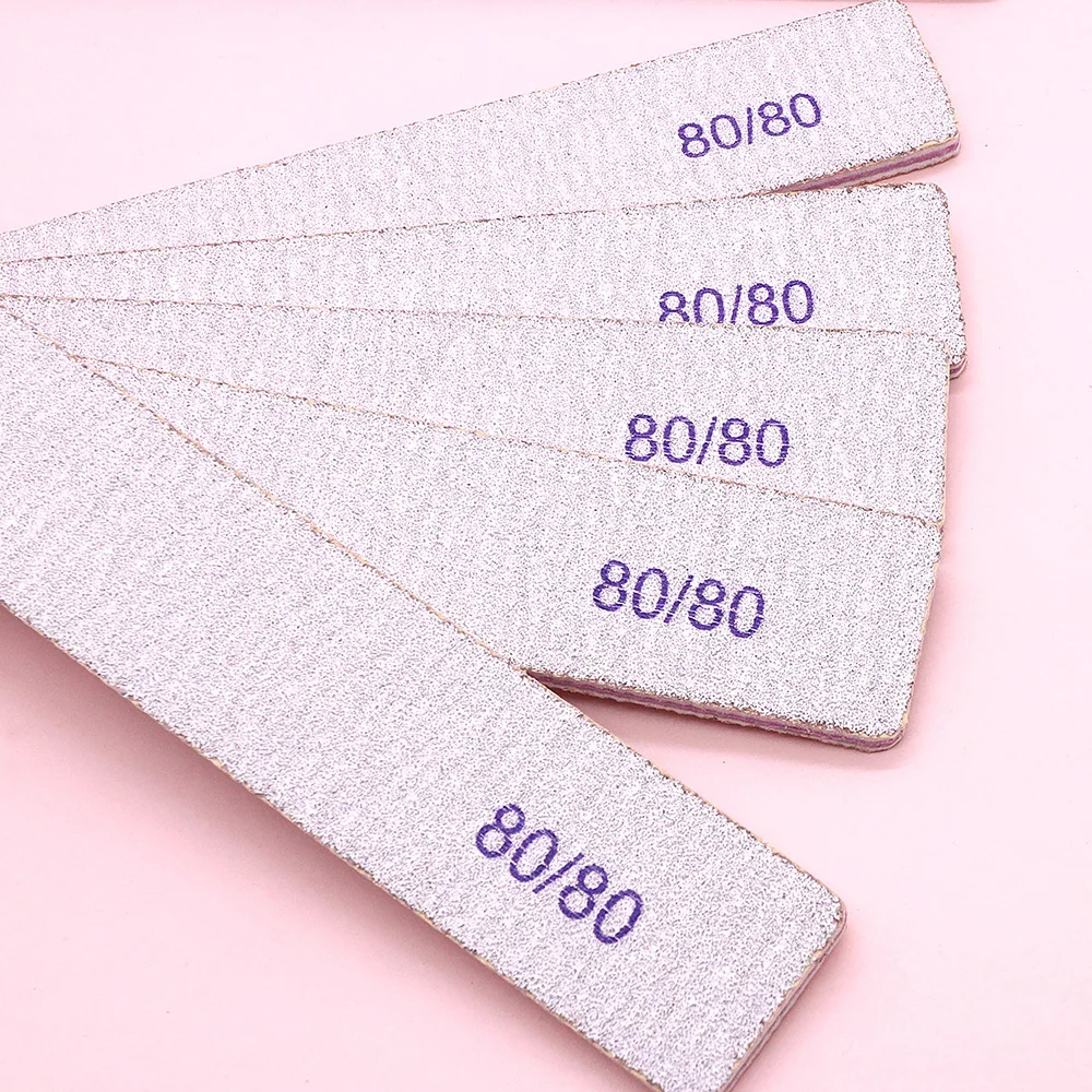 5Pcs Professional Nail Files 80/80 100/180 Grit Washable Strong Sandpaper Nails Art File Reusable Buffering Files Manicure Tools