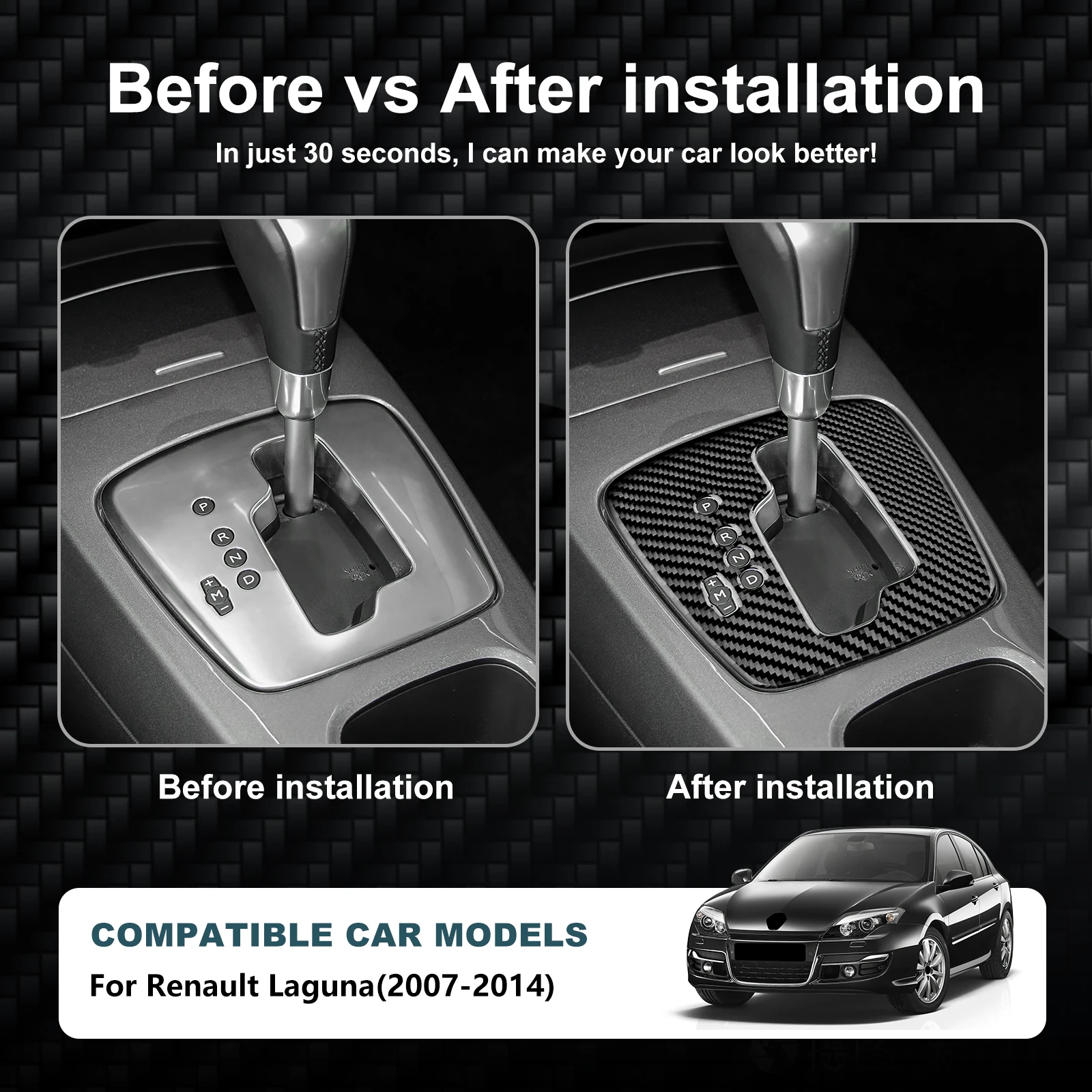 Real Soft Carbon Fiber Sticker For Renault Laguna III 2007 2008 2009 2010 2011 2012 2013 2014 Car Automatic Gear Shift Frame