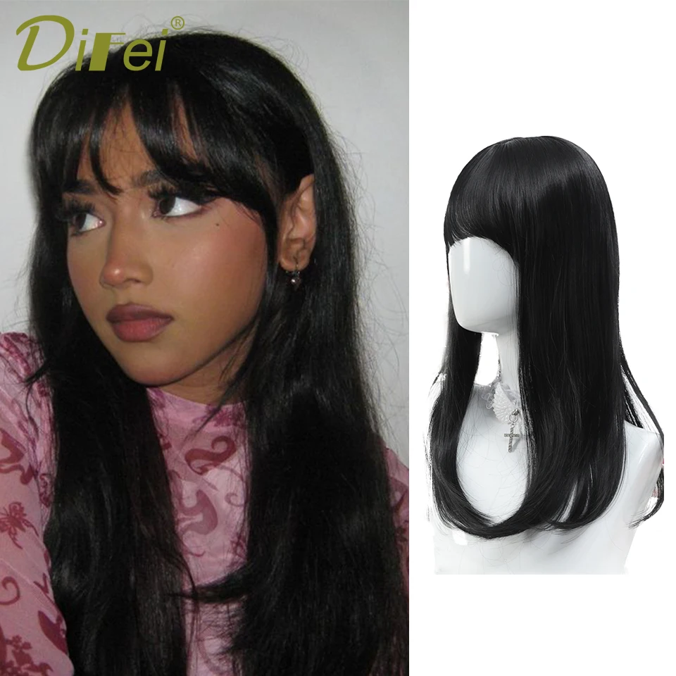 

DIFEI Synthetic Wig Internal Buckle Replacement Block Female Additional Bangs Natural Head Replacement Clip Hair Extension