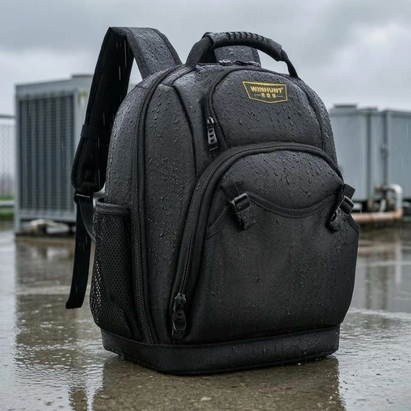 Large Tool Backpack Zippered Main Compartment Padded Tool Backpack Storage Gear Buckle Straps Heavy-Duty