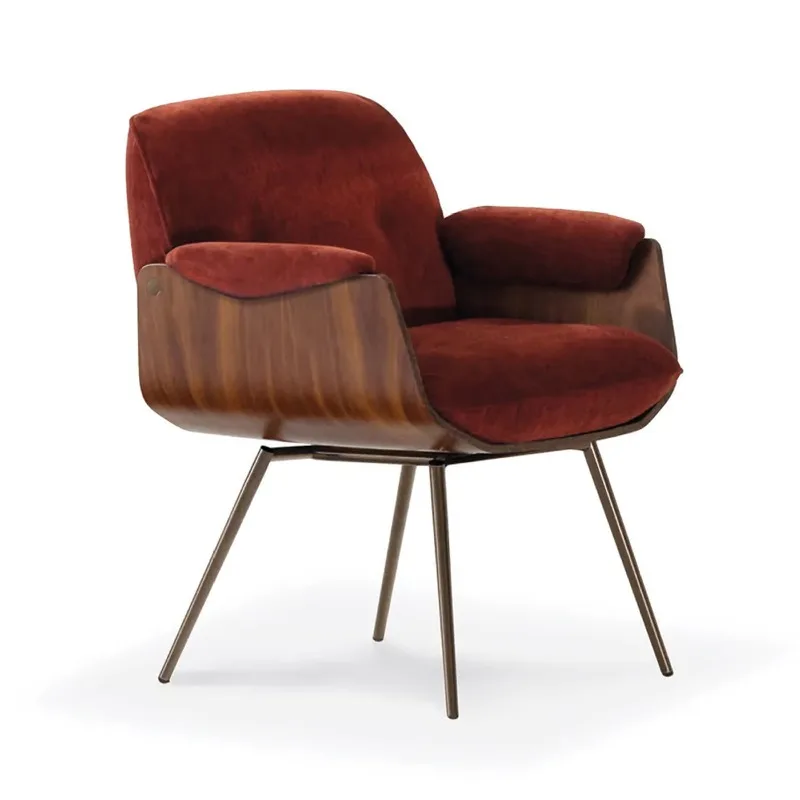 

Medieval saddle leather linen modern simple living room dining table and chairs comfortable with armrests