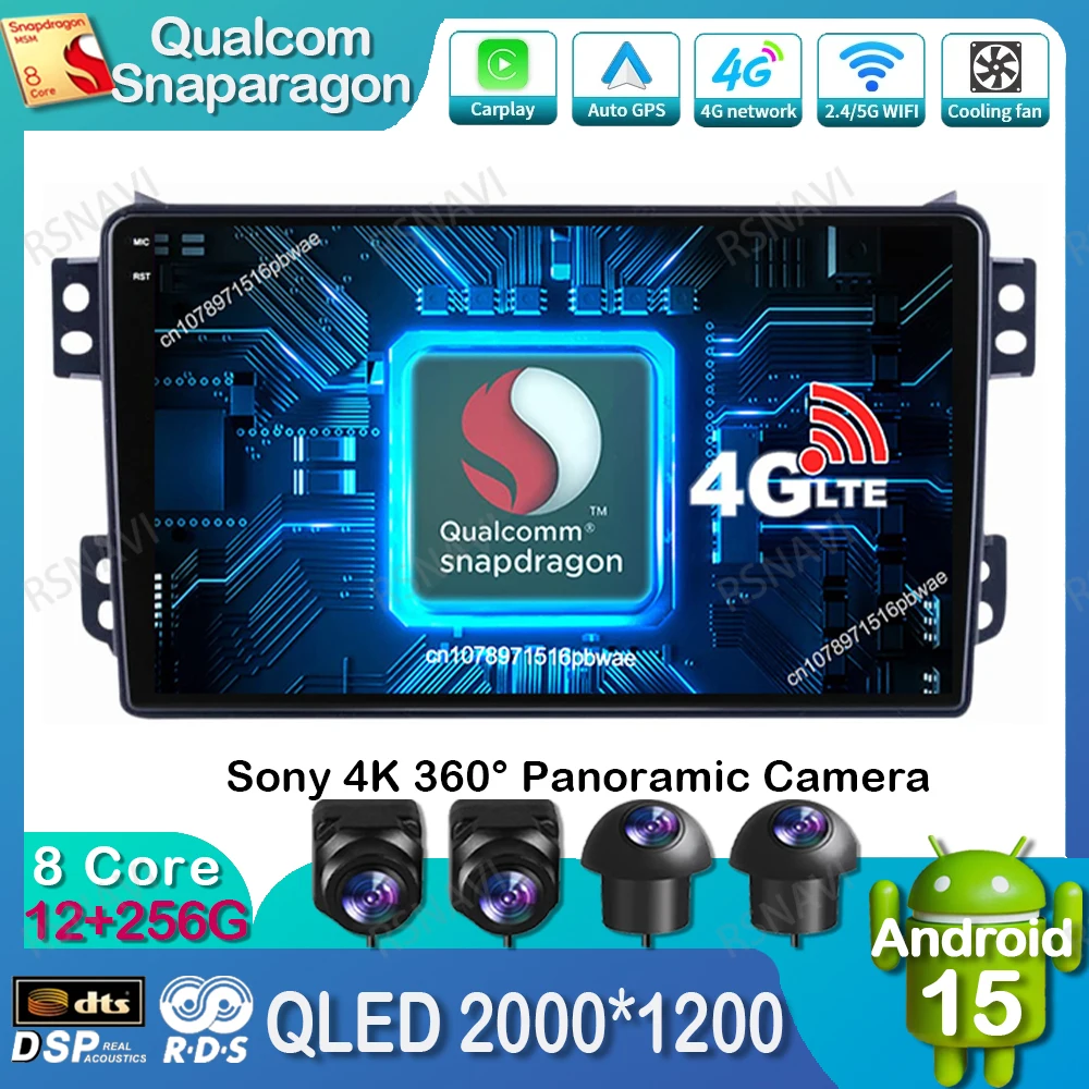 

Android 15 Car Radio For SUZUKI Splash Ritz OPEL Agila 2008 -2012 4G LTE Head Unit Qualcomm Wireless Carplay Auto DSP QLED BT