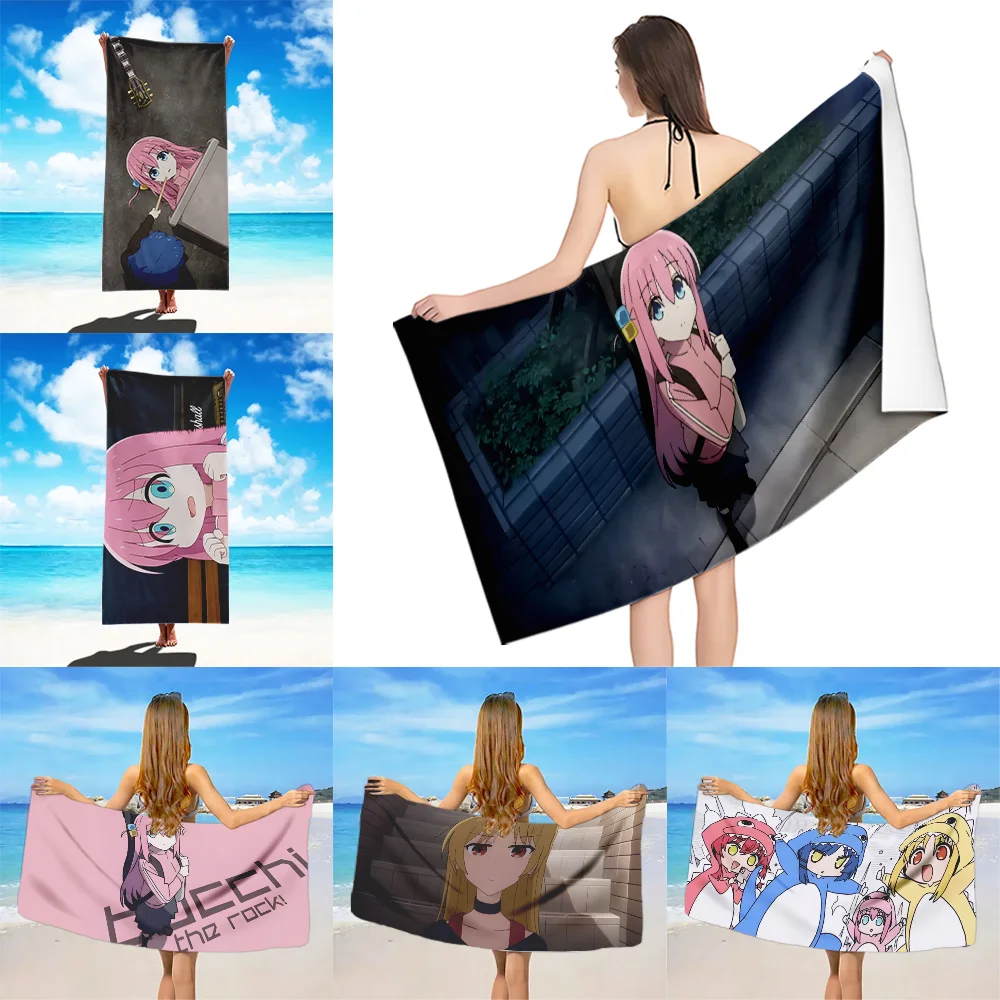 

Anime Retro BOCCHI THE ROCK Beach Towel Microfiber Sand Free Quick Dry Soft Sandproof Pool Towels Gift for Women Travel