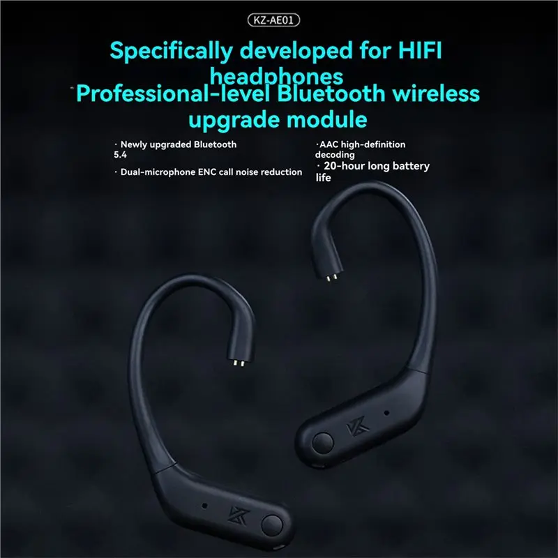 KZ AE01 Wireless Ear Hook For ZSX ZS10 Bluetooth 5.4 Wireless Upgrade Cable HIFI C-PIN Connector Charging Case Included