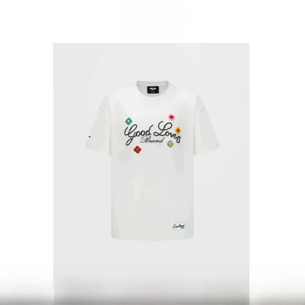 

3D Embroidery Good Loves ort Sve T-irt ex Flower Design Comfortable Loose Fit Spring Summer Trendy Top