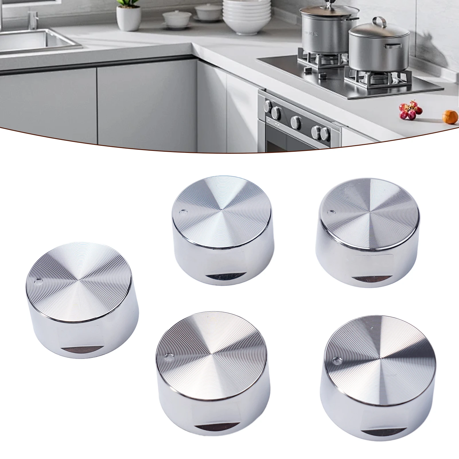 5PCS Rotary Switches Aluminum Alloy Round Knob Gas Cooktop Handle 38*19mm Latching Push Button SwitchKitchen Accessories