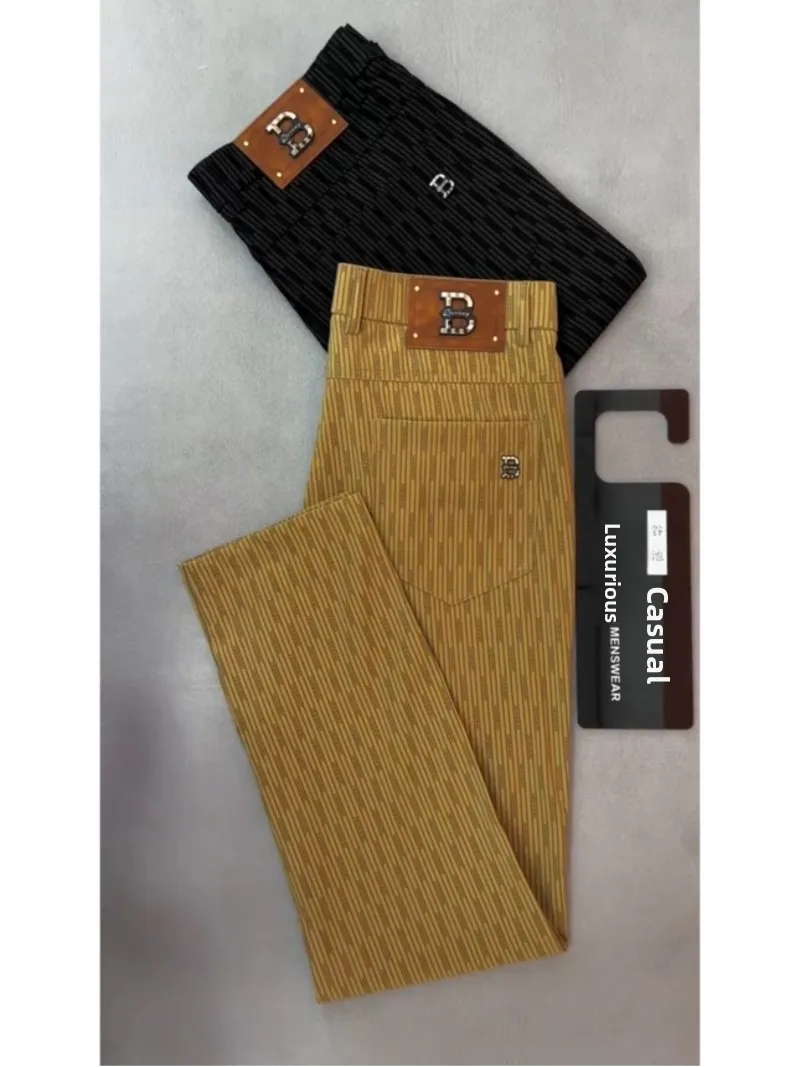 

Spring New Style Men's Casual Straight Leg Pants Fashionable All-Match Embroidered Slimming Long Trousers Youth Trendy Angle ...