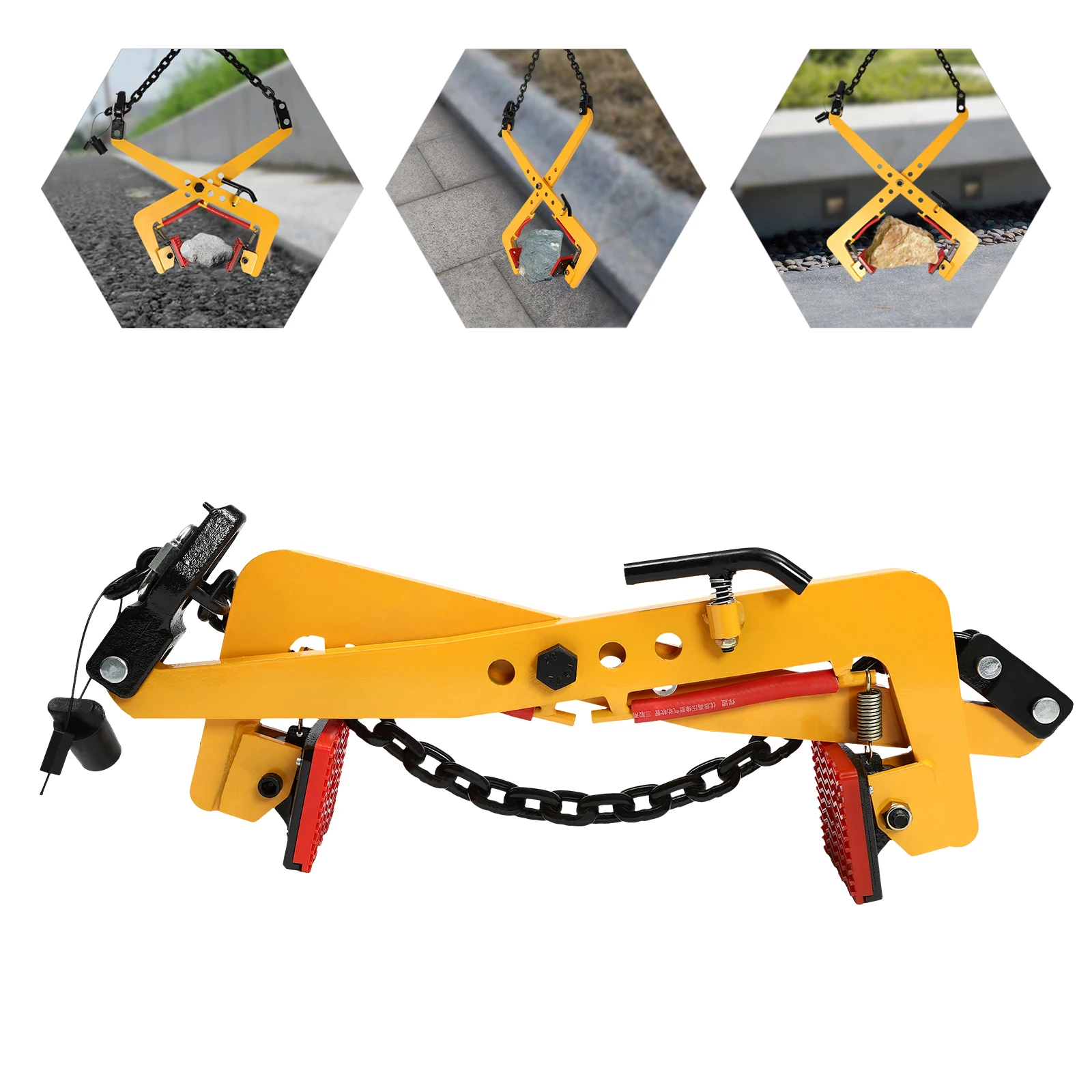 500kg Lifting Stone Pliers Curb Pallet Puller Clamp Stone Grapple Clinker Grapple Chuck Opening 33-70cm XYT-F