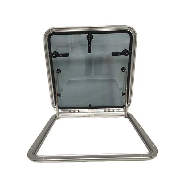 

Customized Marine Boat RV Skylight Escape Hatch Window Tempered Glass Aluminum Boat Deck Hatch 575x575