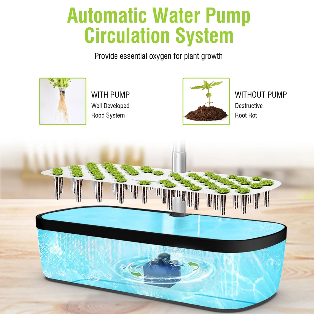 أحدث 52 أوعية نباتات نظام زراعة الزراعة المائية مع شاشة LED كاملة الطيف أحمر أزرق أبيض ضوء الشمس زراعة ذكية حديقة داخلية #3