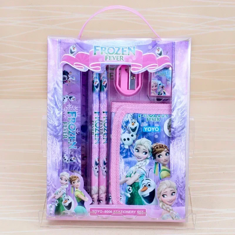 Disney Cartoon Stationery Set Frozen Elsa Mickey Minnie Mouse Spiderman Anime Figures Children\'s Cute School Stationery Supplies