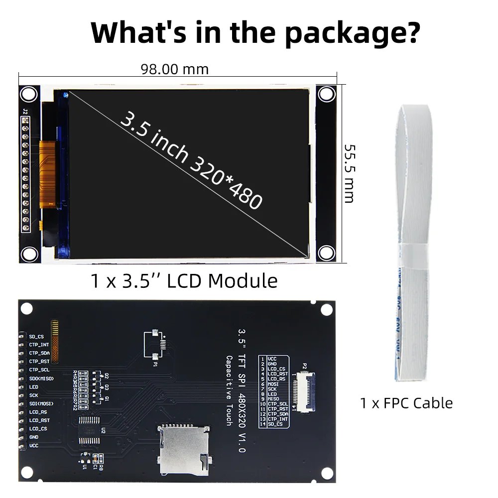 iPistBit 3,5 Zoll SPI TFT LCD Bildschirm Bunte IPS kapazitiven Touch Display Modul ST7796 320*480 IPS Für Esp32 & Arduino 7