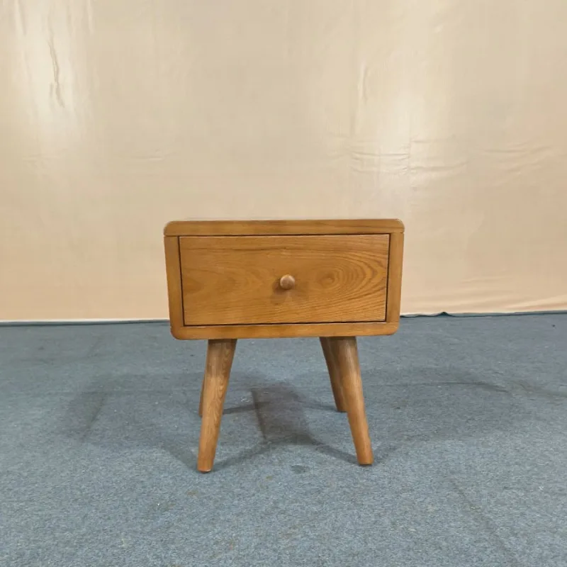 Medieval style hotel private house villa large flat floor, red oak pure solid wood mini log wind bedside table