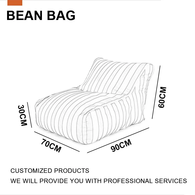 Beach Balcony Outdoor Bean Bag Chair Oxford Cloth Waterproof Cloth Lazy Sofa Detachable and Washable Striped Soybean Bag