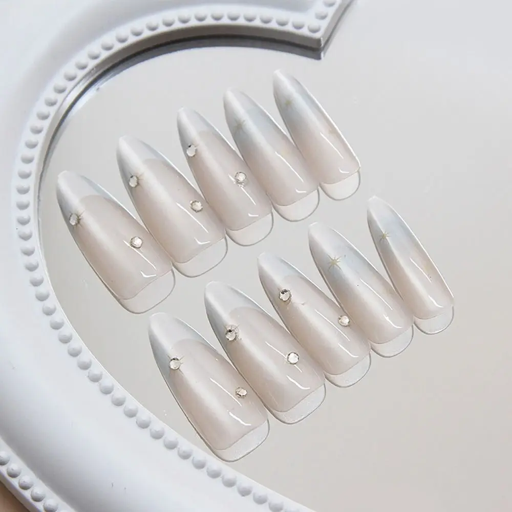 24/30 Uds. Pintura de tinta de uñas postizas con purpurina de especias a la moda, uñas postizas francesas doradas, flores de amor, manchas, prensa en uñas para mujeres y niñas