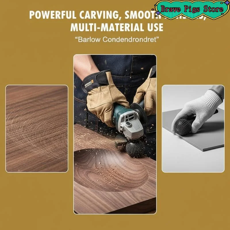 [HM]1Pcs Black Wood Carving Grinding Head Rotary Burr Ball Gouge Angle Grinder For Polishing Engraving 10mm[HM]
