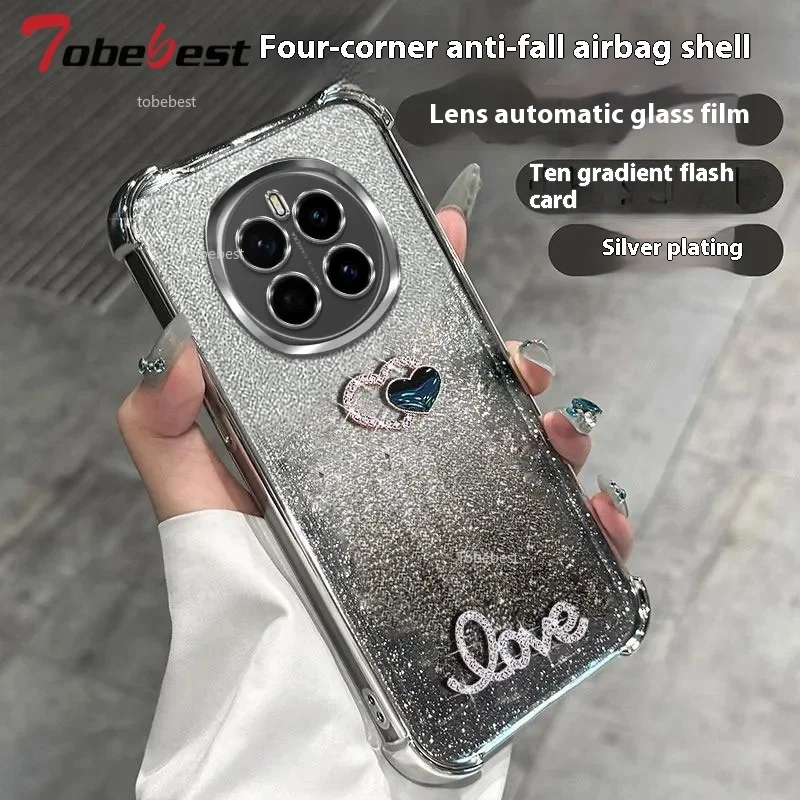 Funda 3D Love Glitter Plating para Huawei Honor Magic 8 Pro Air Fundas Funda de silicona a prueba de golpes