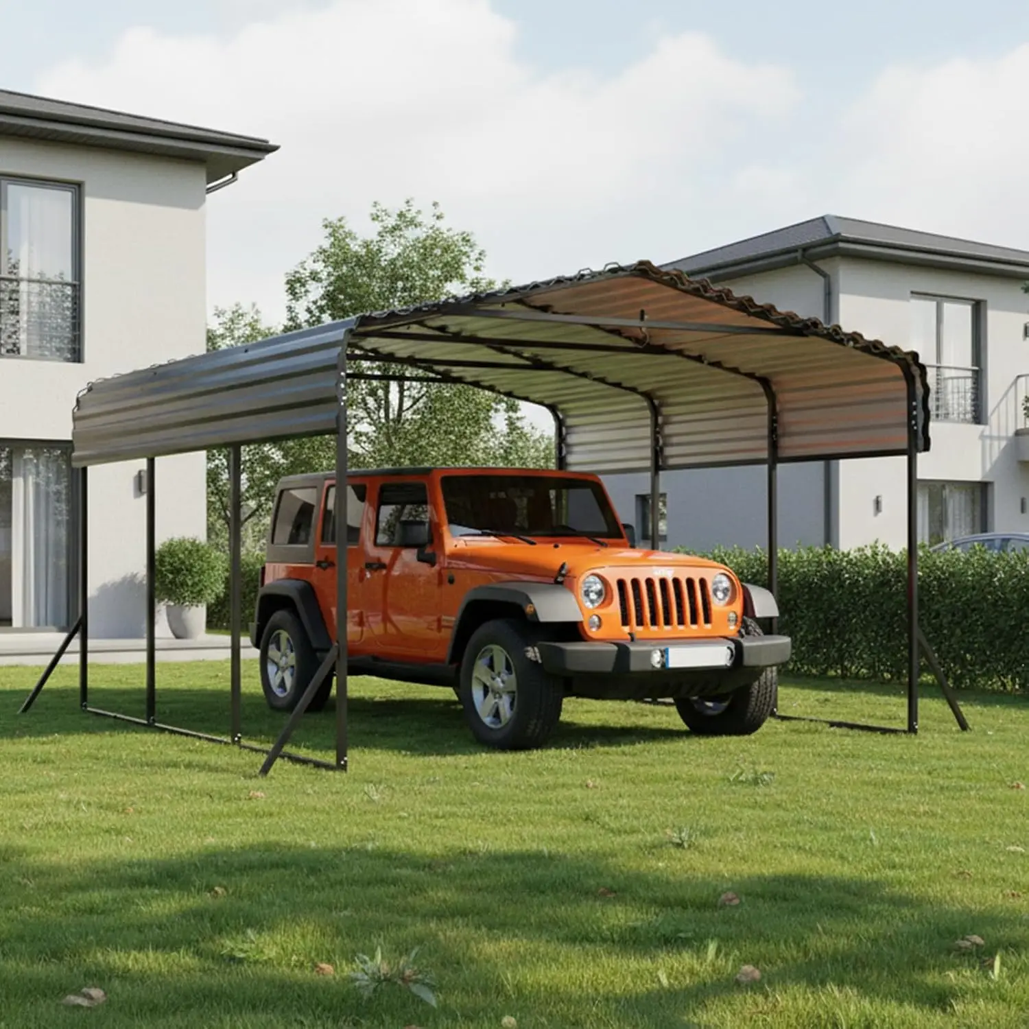 10X15 FT Metal Carport with Reinforced Galvanized Roof, Custom