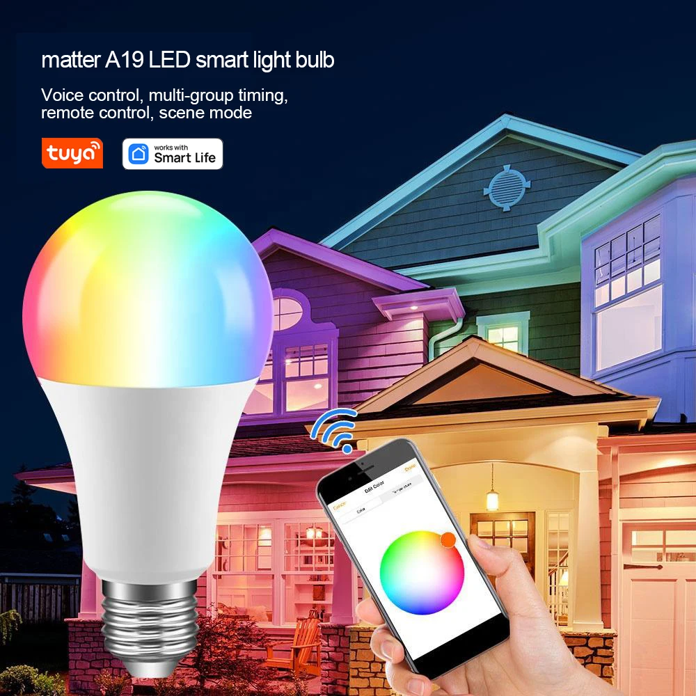 Tuya Bluetooth WiFi Smart Light Bulbs E27 LED Lamp RGB Smart Bulb 15W Smart Life APP Voice Control With Alexa Alice Google Home