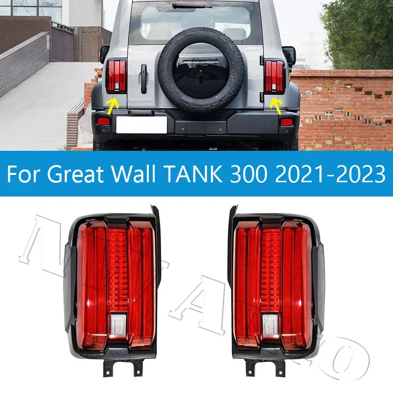 LED Rear Bumper Taillight Assembly For Great Wall Tank 300 2021 2022 2023 Brake Light Taillight Rear Fog Light