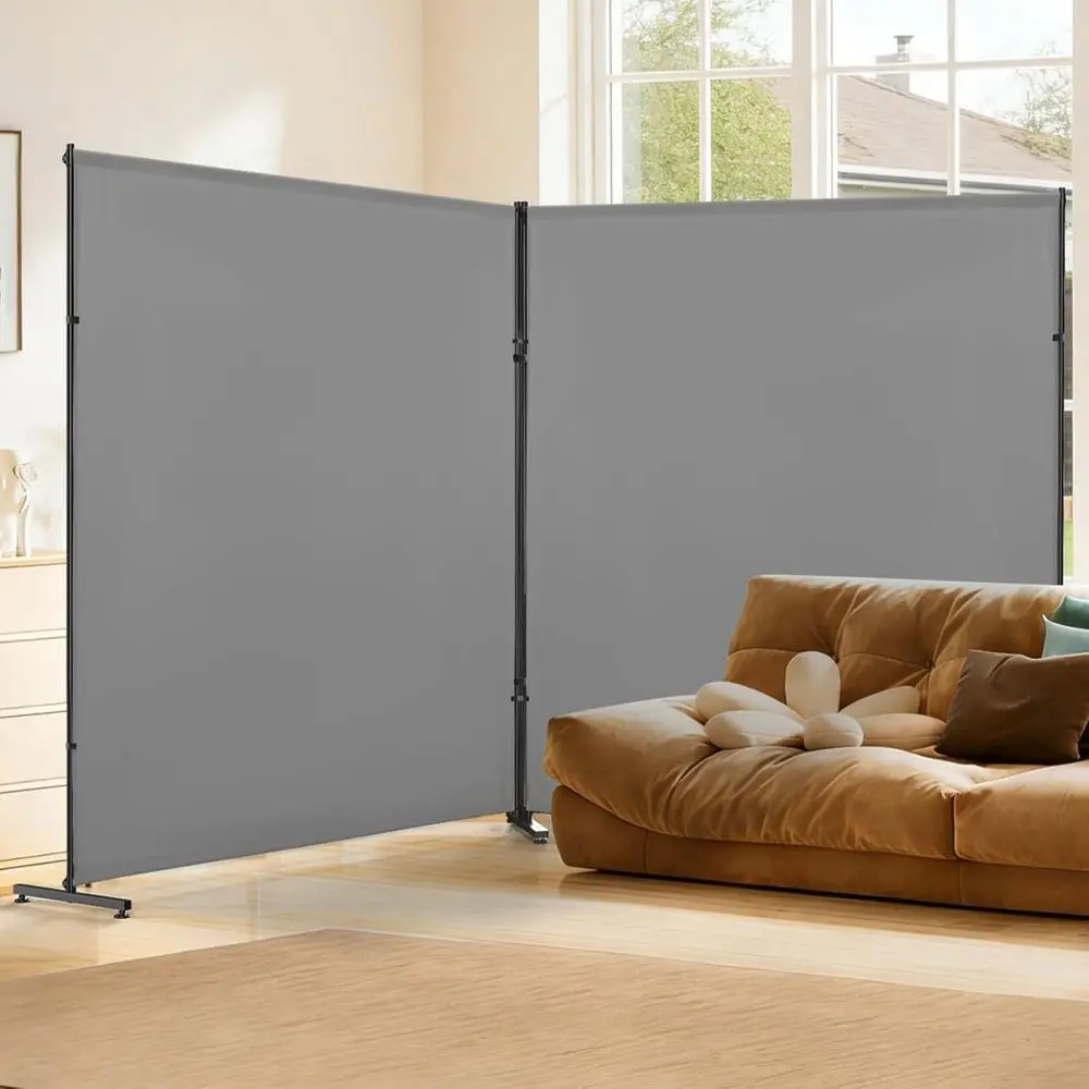 Gray Room Divider Privacy Panel 72x72 - Adjustable Height & Width, Lightweight, Low Visibility, Waterproof, Ideal for Home, Offi