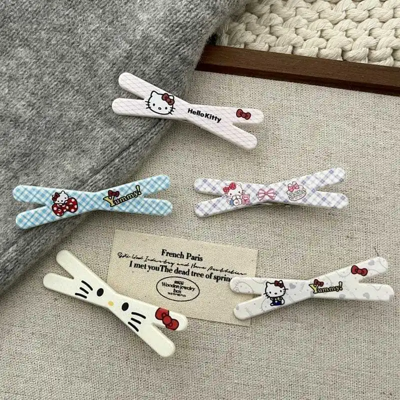 Cute Hello Kitty Hairpin Sweet Cartoon Cat Girl Heart Side Clip Hairpin Clip Girl Feeling Hairpin Headwear Student Wholesale