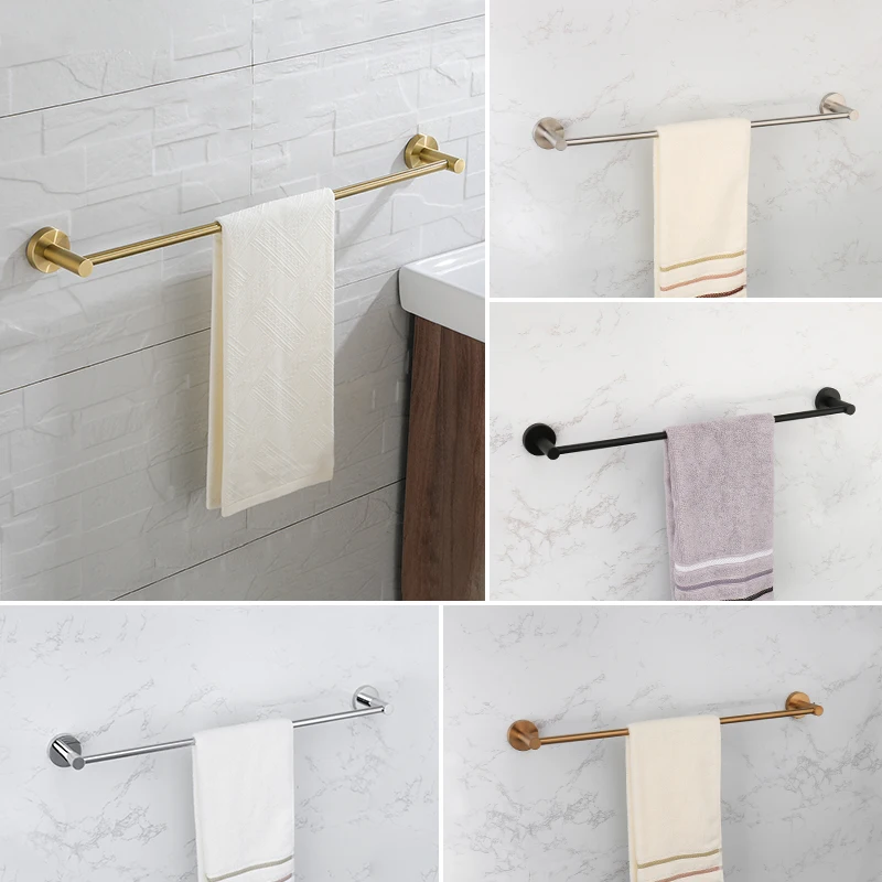 Single Towel Rack Bathroom Accessories Wall Mount Shower Hanger Matte Black Nickel Rose Gold Chromr Brushed Gold