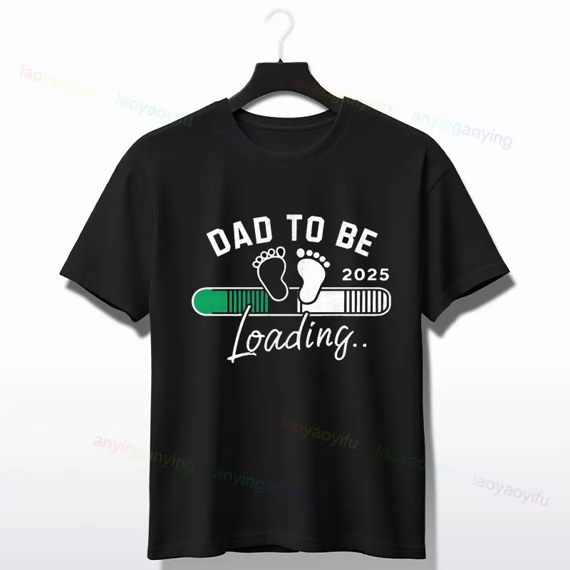 Dad Mode Loading Please Wait Graphic Print T-shirt Pure Cotton O-neck Tee Ideal Gift for New Dads Daily Wear