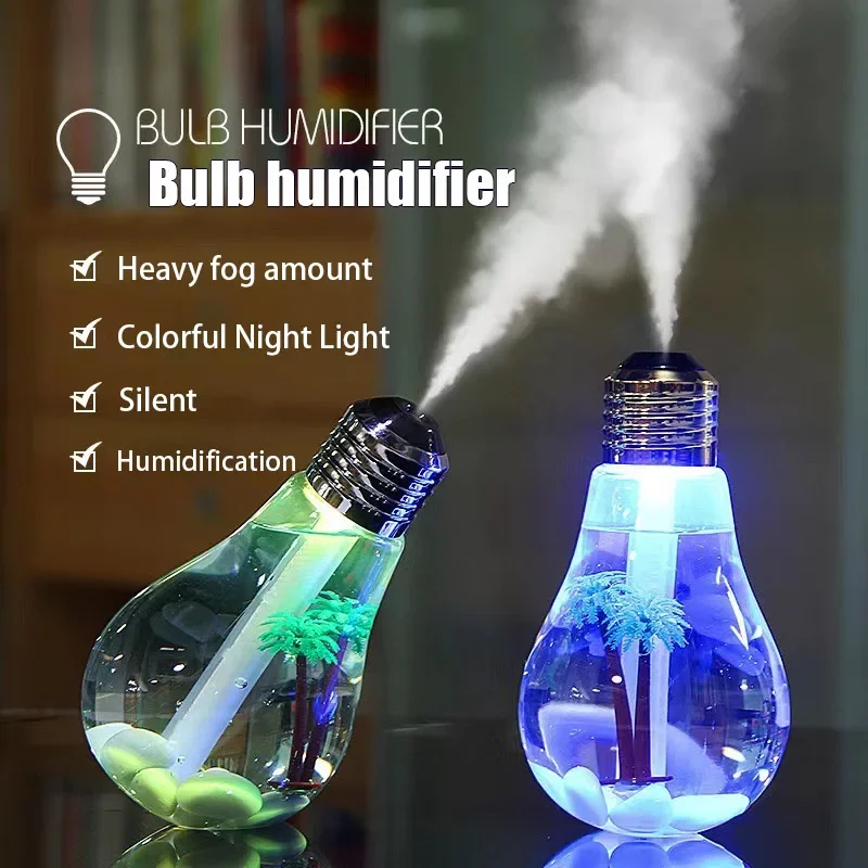 Portable Air Aroma Bulb Humidifier Silent Small USB Large Capacity Desktop Colorful Night Light Humidifier Diffuser For Home Car