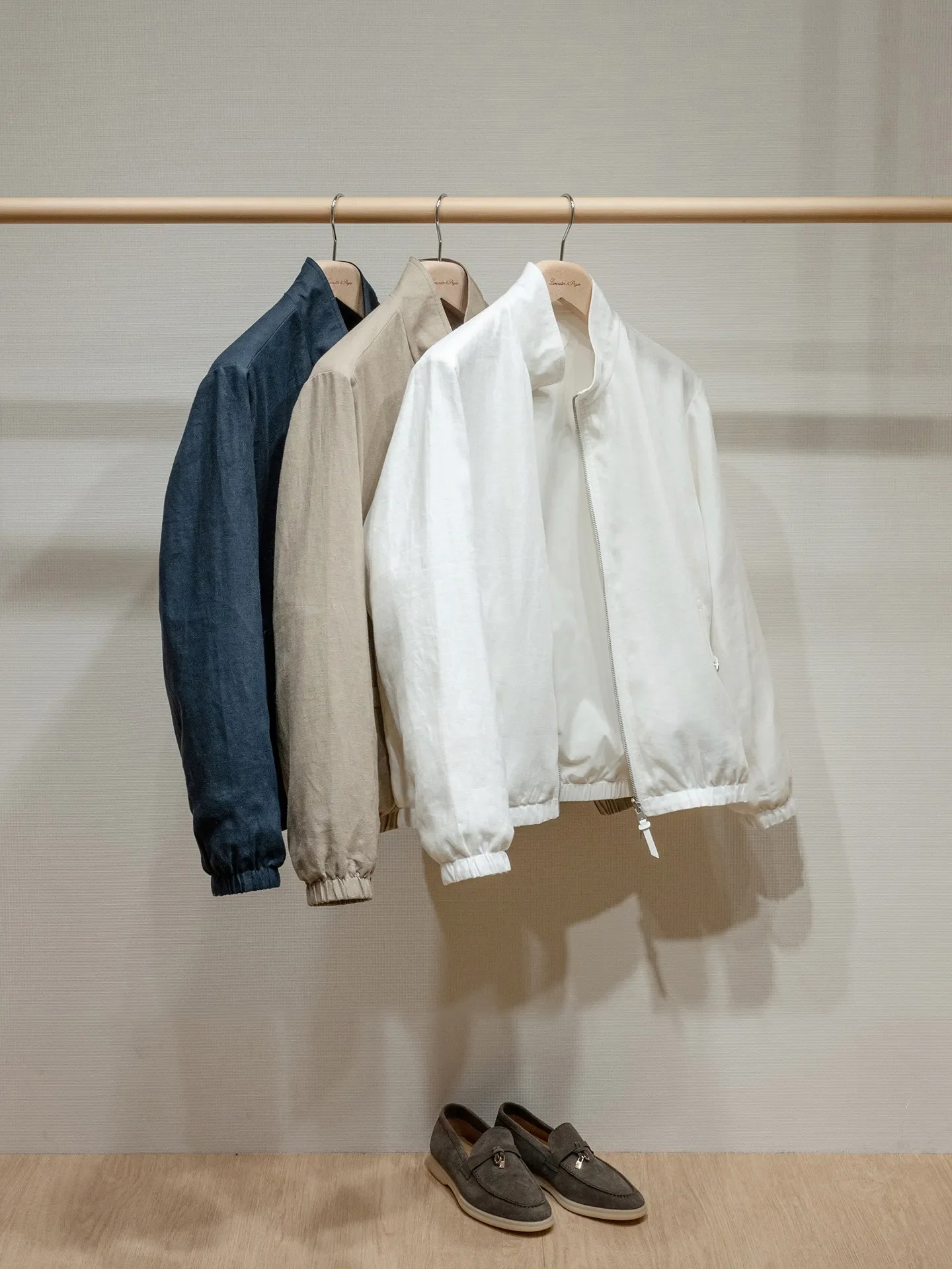 100% linen + Solona three-proof fabric, men's double-sided stand-up collar jacket