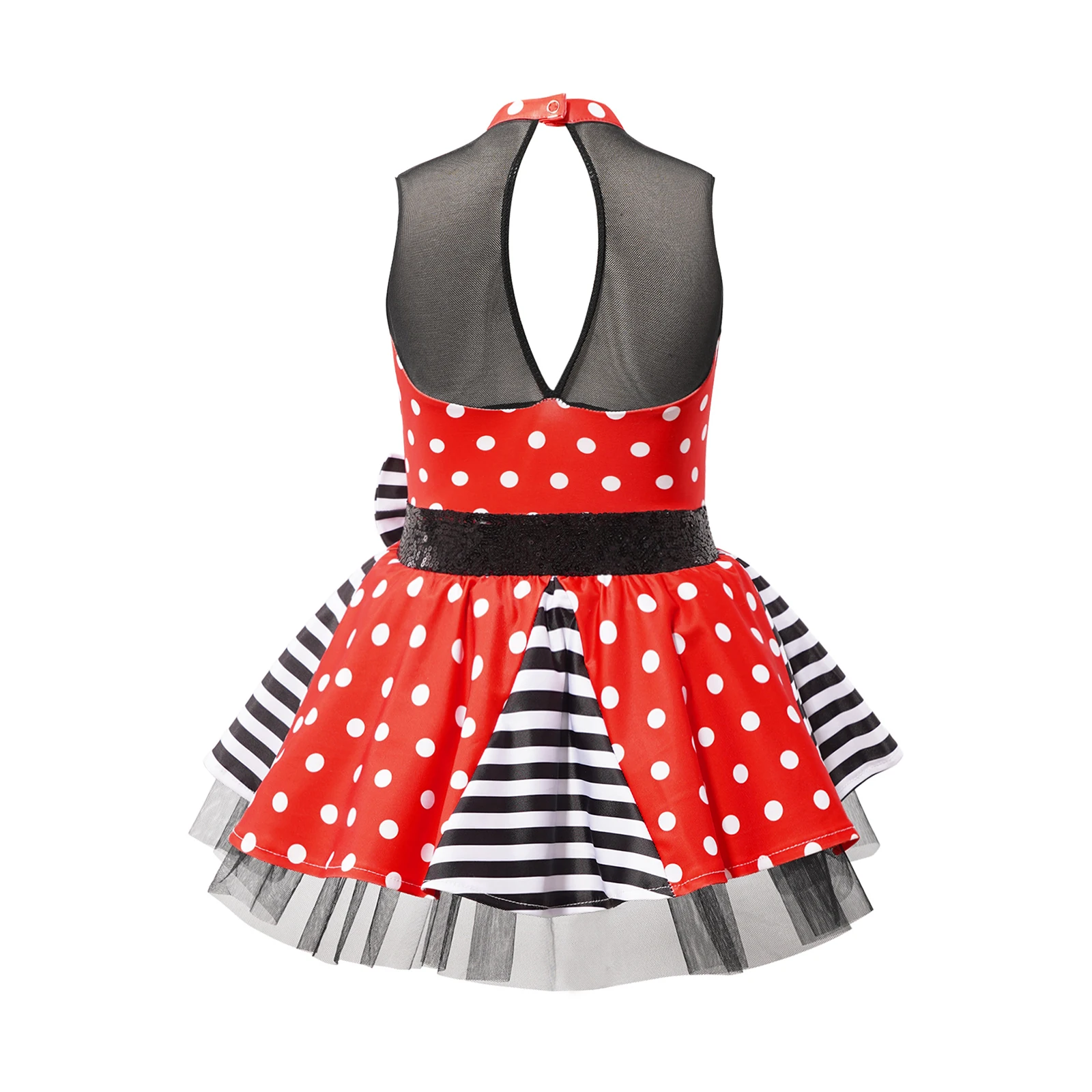 Kinderen Meisjes Ballet Jazz Latin Performance Kostuum Danskleding Polka Dots Print Mesh Pailletten Strik Taille Ballerina Tutu Mesh Jurk