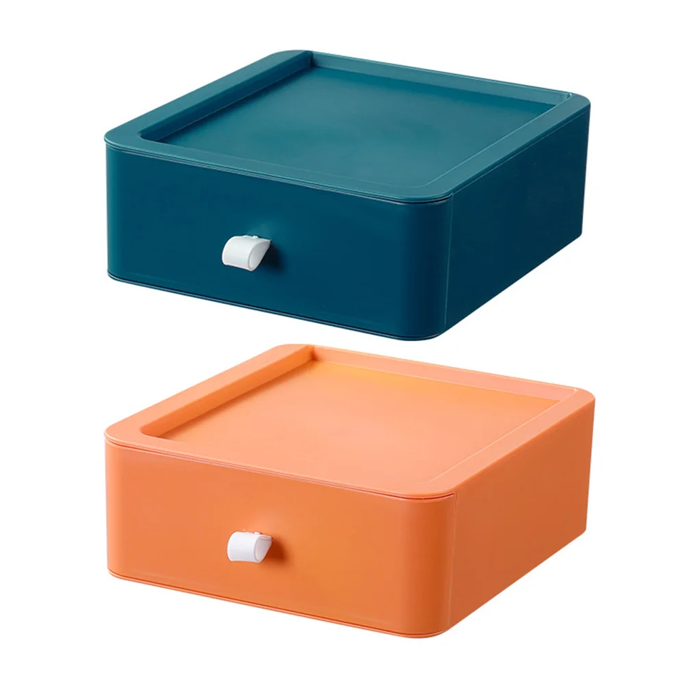 

2pcs Drawer Storage Box Plastic Case Elegant Stackable Multi layer Desktop File ganizer Office Supplies
