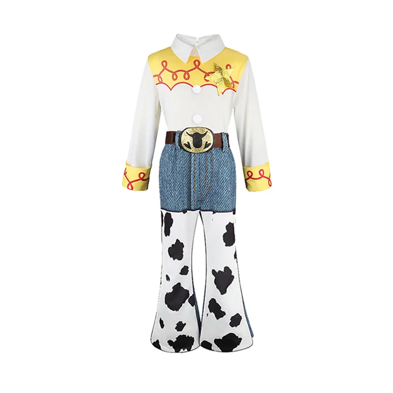 2026 Meisjes Jessie Cowgirl-kostuum Shirt met lange mouwen Koeprint Uitlopende broek Kinderen Cosplay Outfit Halloween Carnaval Vrijetijdskleding