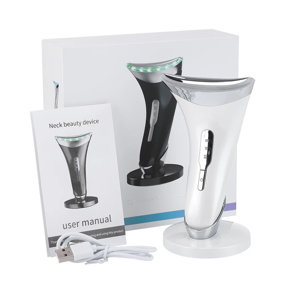 Face Lifting Machine Neck Beauty Device Ems 3-Color 3 Modes LED Photon Therapy Anti Wrinkle Facial Massager Skin Care Tool