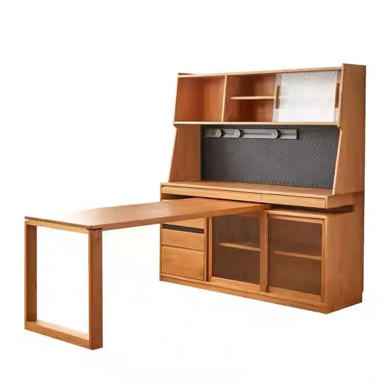 Nordic Solid Wood Cherry Dining Side Cabinet Rotatable Push Pull Table Integrated Household Tea Cabinet Multi Functional