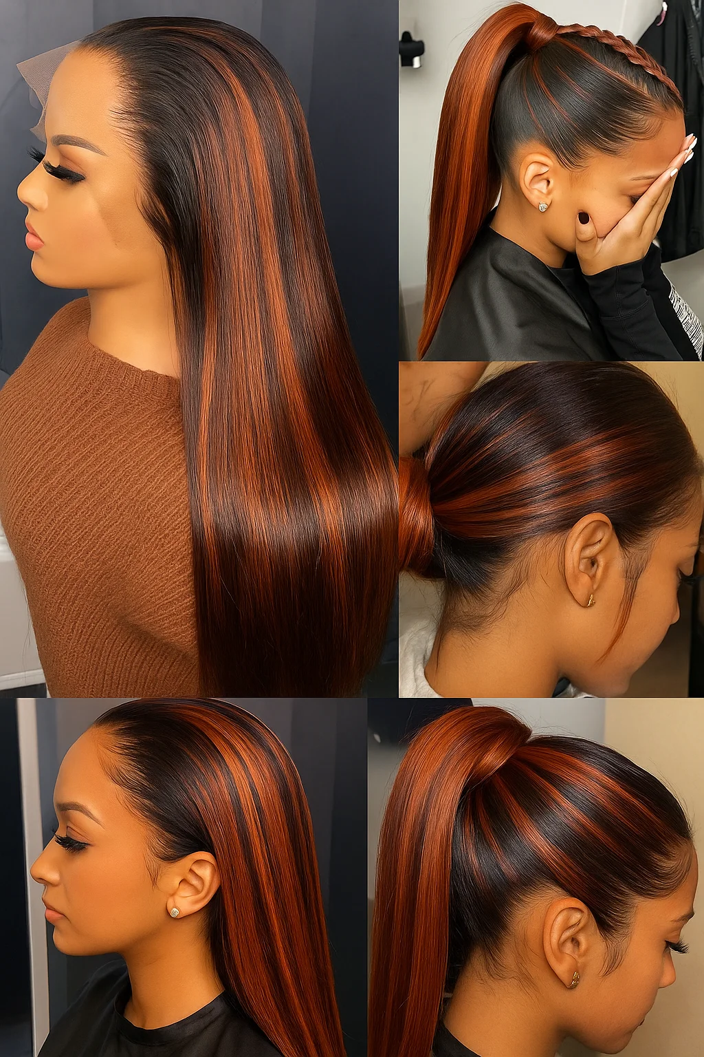 

200% Density Lace Front Straight Human Hair Wigs 5x5 Frontal Lace Ginger Brown Hair Wig Preplucked With Baby Hair Wig For Women