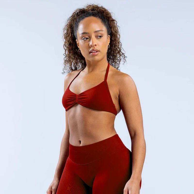 DF Ignite Reggiseno da yoga da corsa con etichetta a colori, alta elasticità opaca, design traspirante e senza traccia