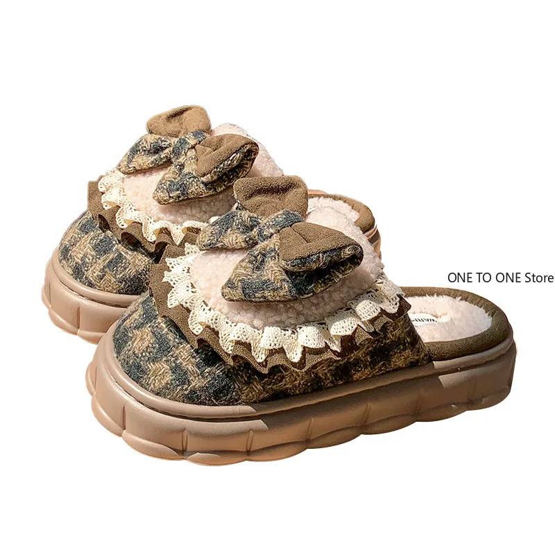 حار بيع شتاء جديد القوس نعال من القطن داخلي المنزل سيدة باطن سميكة زيادة الارتفاع والصوف الحبس الدافئ الأحذية بالجملة