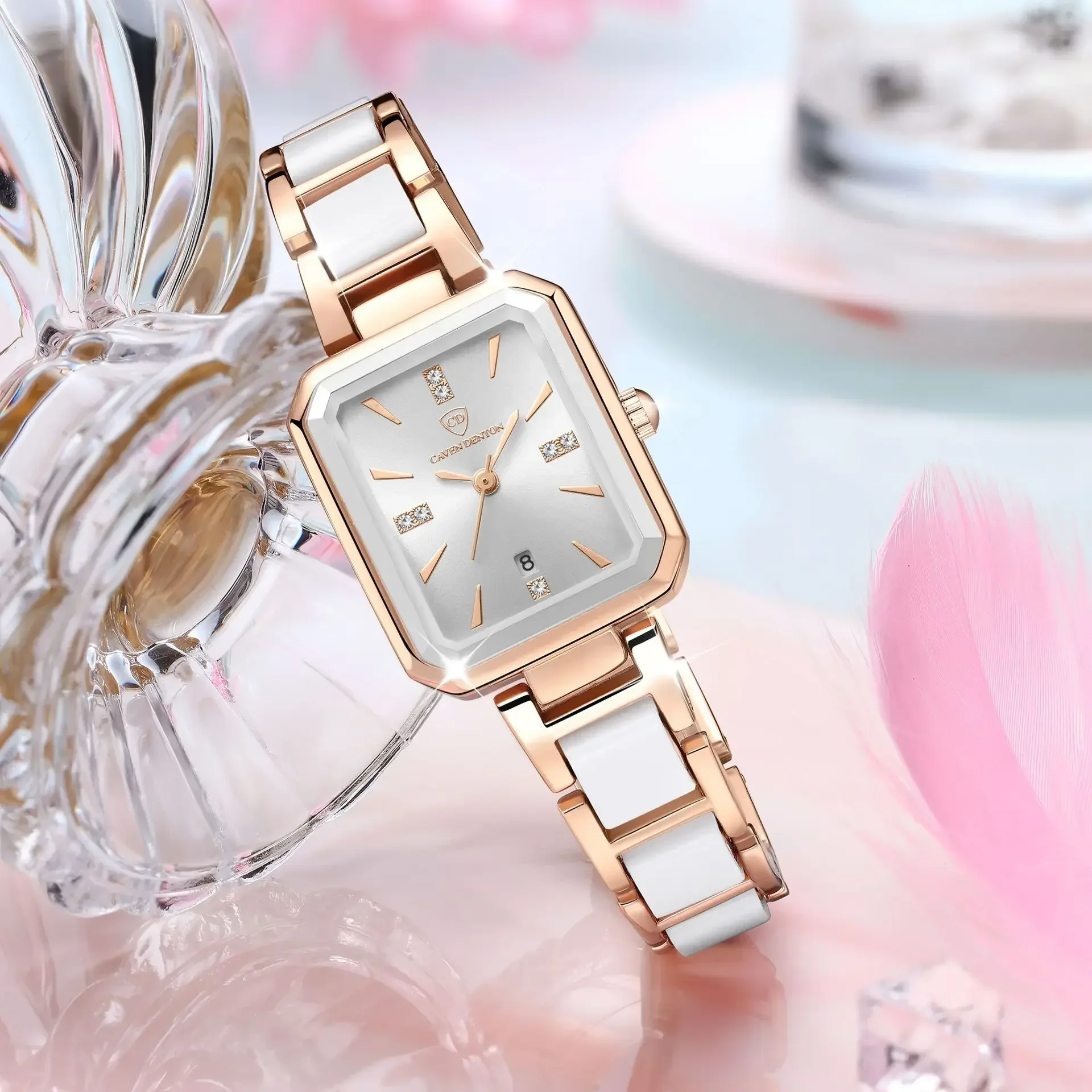 2024 Ceramics Elegant Watch for Women Luxury Brand Waterproof Square Black Ladies Wristwatches Relogio Feminino