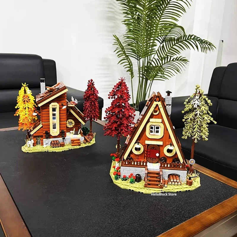 كابينة الغابات كوخ مريح منزل خشبي منظر طبيعي نموذج اللبنات MOC الطوب الأفكار الإبداعية مجموعات الالعاب هدية الأطفال