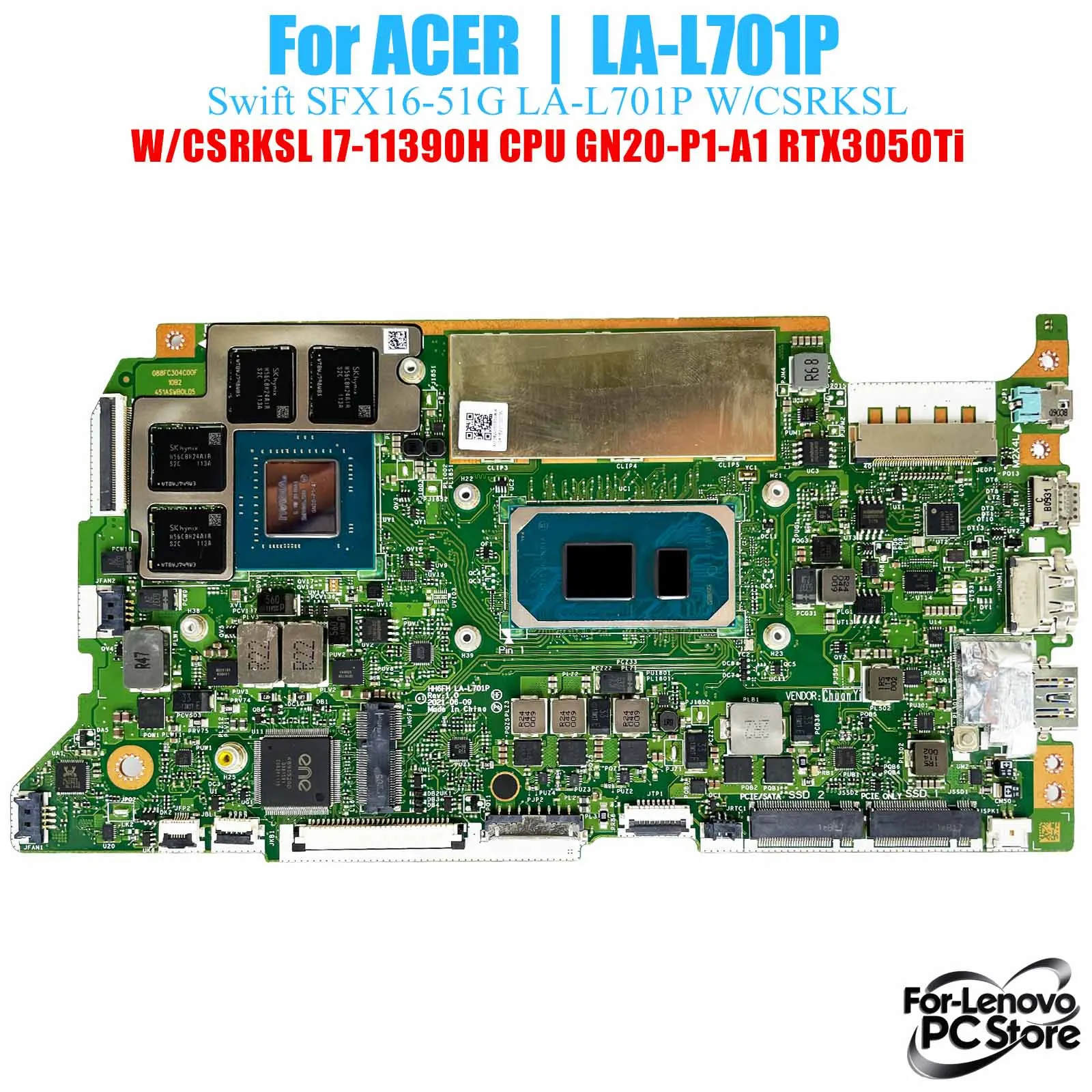 

LA-L701P For ACER Swift Swift SFX16-51G LA-L701P Mainboard i3 i5 i7 CPU 100% Tested Laptop Mainboard
