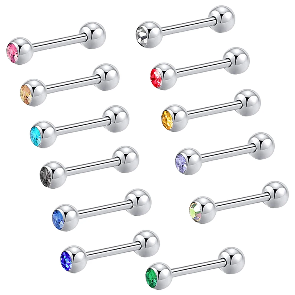 Stainless Steel Tongue Nipple Shield Barbell Ring Bar Body Piercing Retainer 14g 16mm 12 Color Be Choose Straight Tongue Nipple