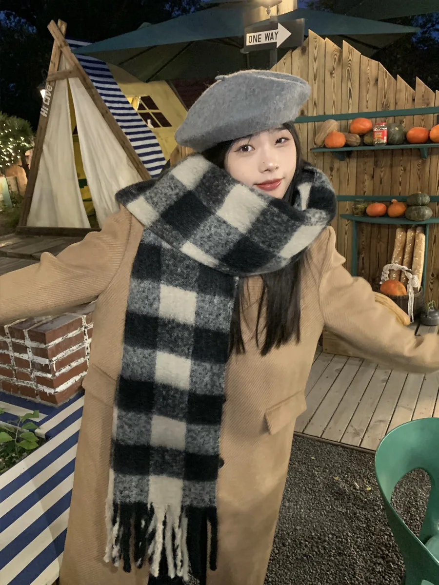 Autumn and Winter Women's Warm Big Shawl Thickened Woolen Knitted Scarf Luxury Brand Scarf Fashion H180