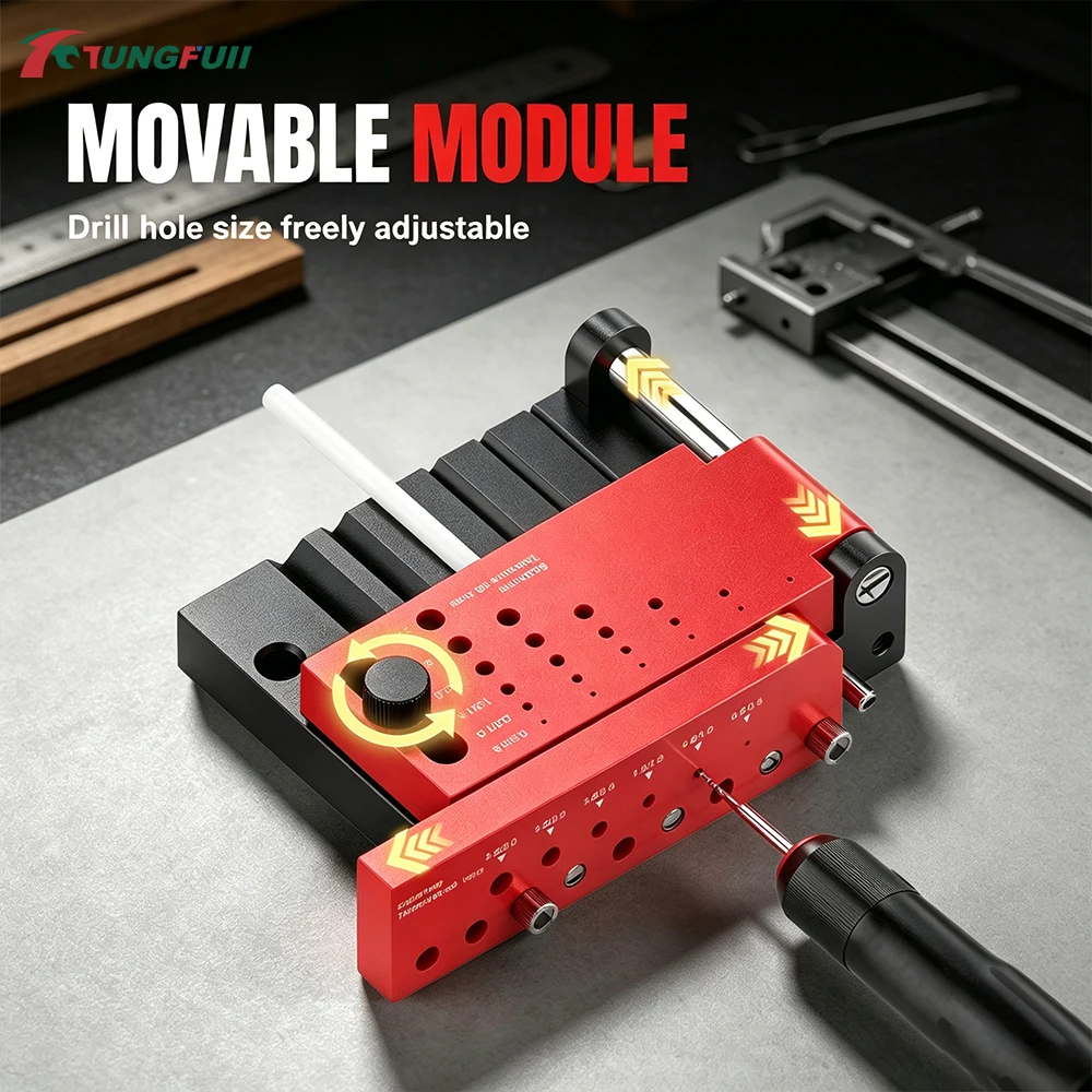 Tungfull Off Center Drill Locator Precision Aluminum Drilling Jig Template for Round Rod Woodworking Hole Drilling Use
