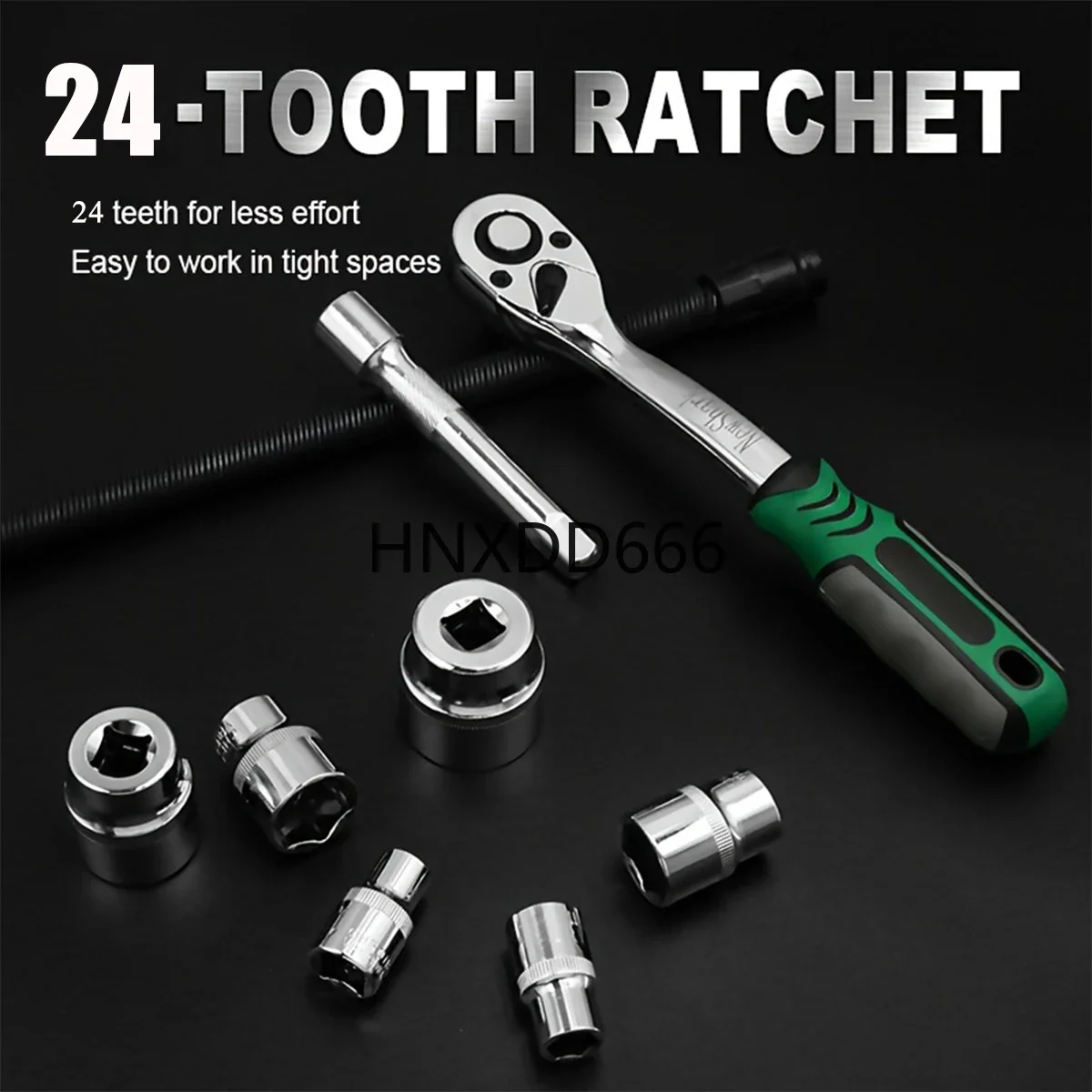 21 piece Set 1/2 Ratchet Wrench Socket Set Standard 24 Teeth, Including 123MM Extension Rod, Short Socket, Ratchet Wrench