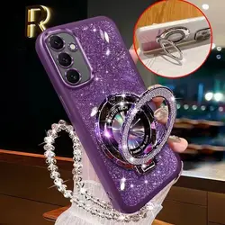 Glitter Crystal Bracelet Magsafe Phone Holder Case For Samsung Galaxy A16 A06 A26 A36 A56 A15 A25 A35 A55 A14 A24 A34 A54 4G 5G