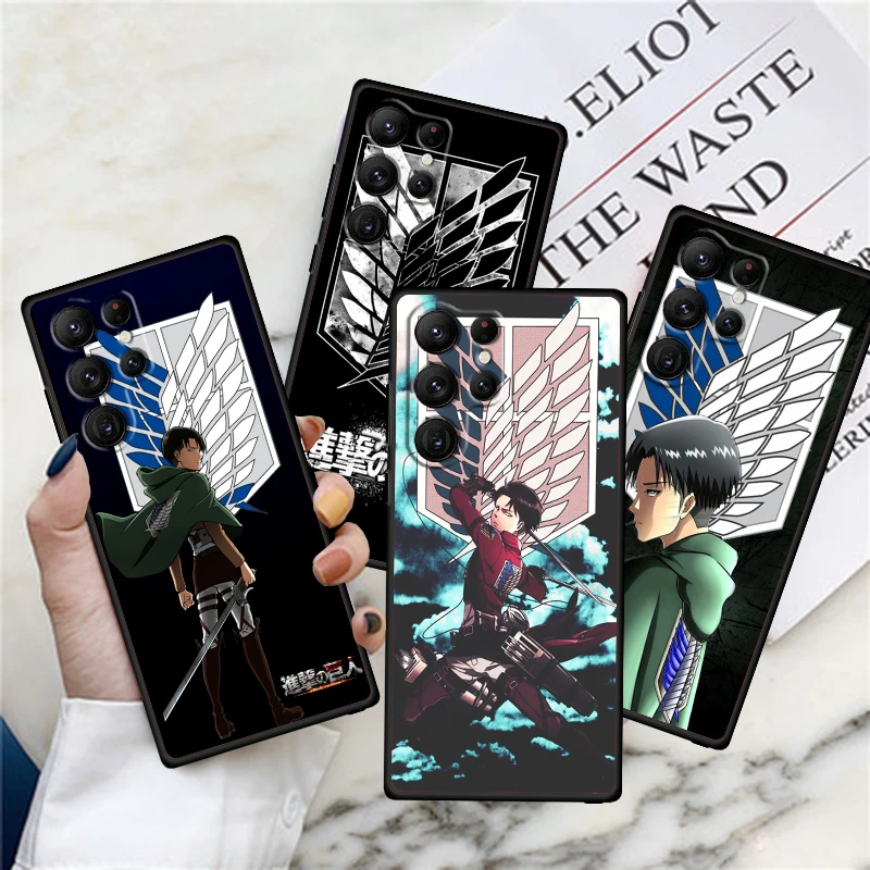 Attack On Titan Logo Anime For Samsung Galaxy S24 S23 S22 S21 S20 FE S10 S10E Plus Ultra Pro Lite 5G Black Soft Phone Case