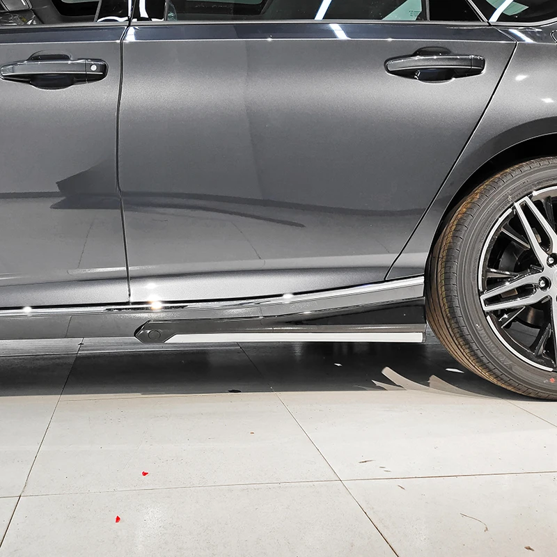 High Quality Carbon Fiber Style Side Skirt Kit 4 Pieces Glossy Black Auto Exterior Trim With Self Adhesive Tape