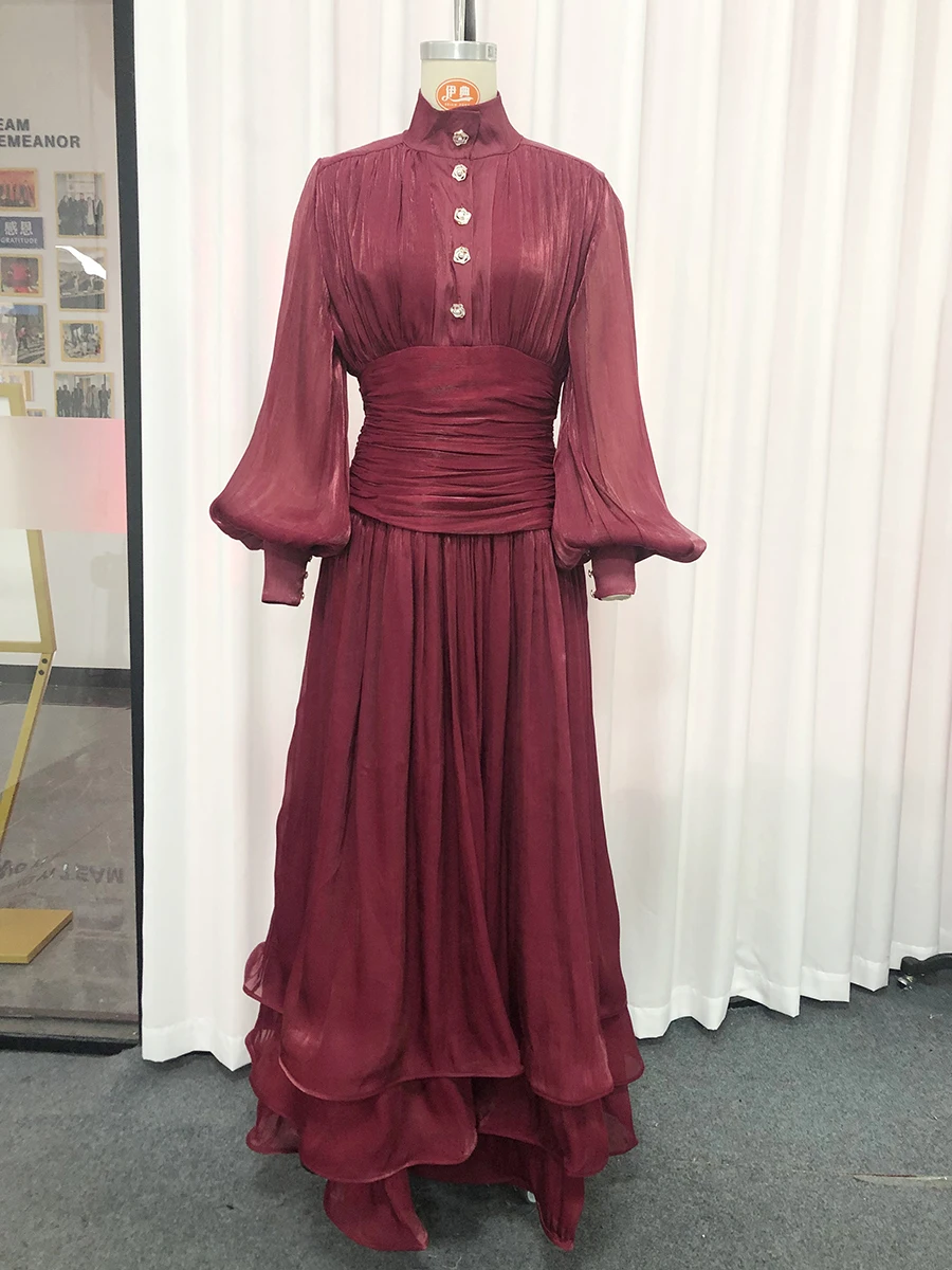 TWOTWINSTYLE Solid Loose Spliced Ruffles Dresses for Women Stand Collar Long Sleeve French Elegant Dress Female Autumn Fashion - AliExpress 200000345 TWOTWINSTYLE Solid Loose Spliced Ruffles Dresses for Women Stand Collar Long Sleeve French Elegant Dress Female Autumn Fashion - AliExpress 200000345