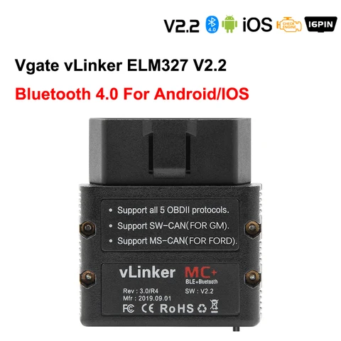 Автомобильный диагностический сканер Vgate vLinker MC + ELM327 Bluetooth 4,0 OBD 2 OBD2 ELM 327 wifi для Android/IOS, автомобильный инструмент